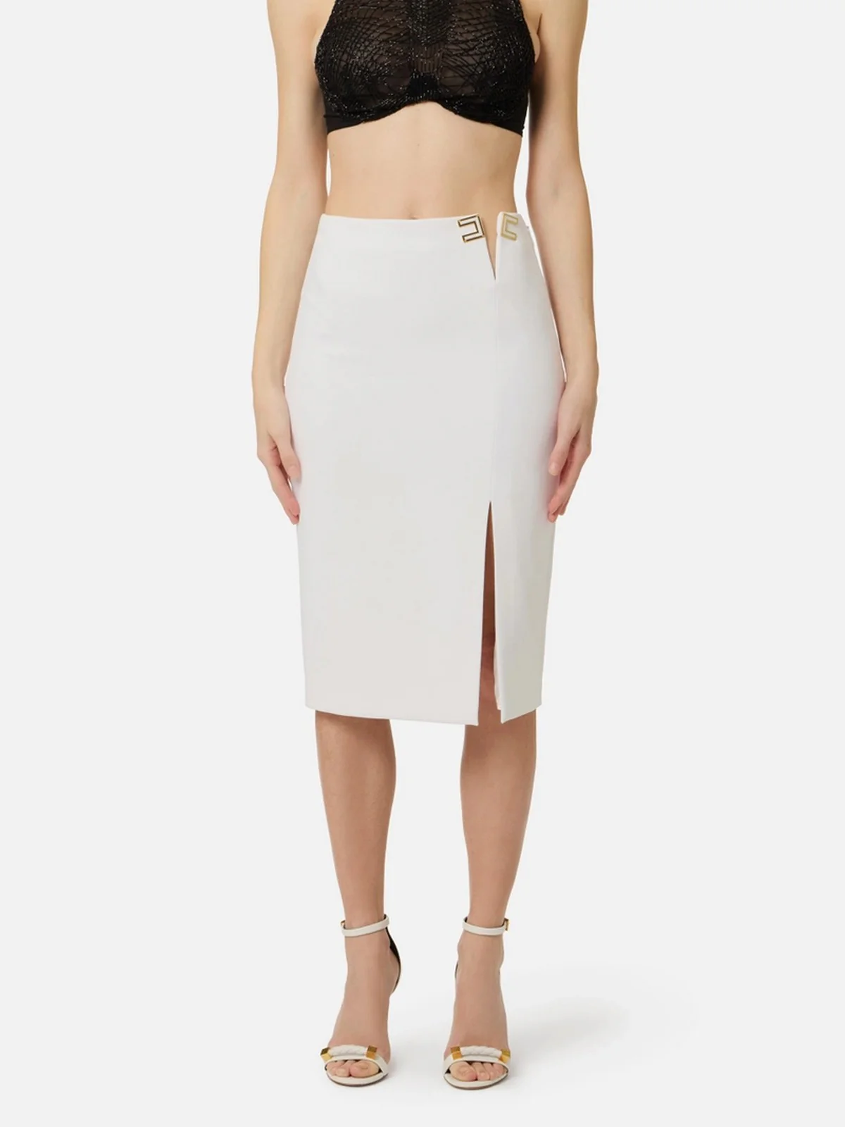 ELISABETTA FRANCHI Gonna Donna GO14761E2 360 Avorio - Image 4