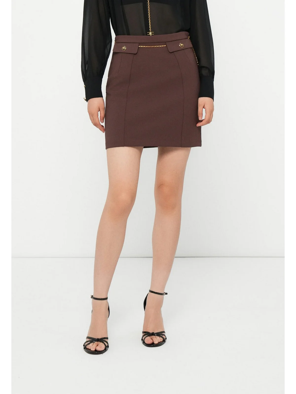 ELISABETTA FRANCHI Gonna Donna  GO14857E2 EA3 COFFEE - Image 2