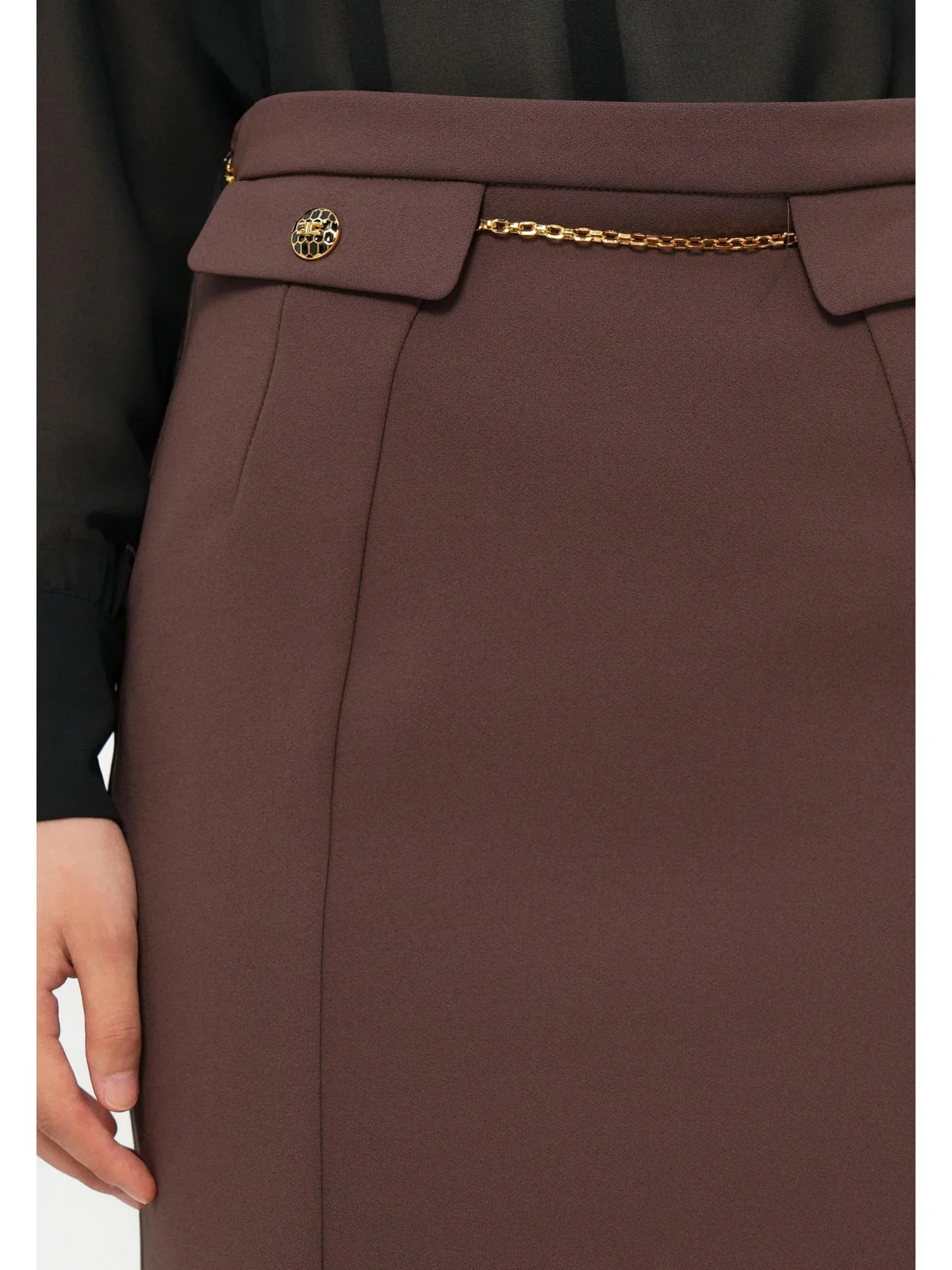 ELISABETTA FRANCHI Gonna Donna  GO14857E2 EA3 COFFEE - Image 3