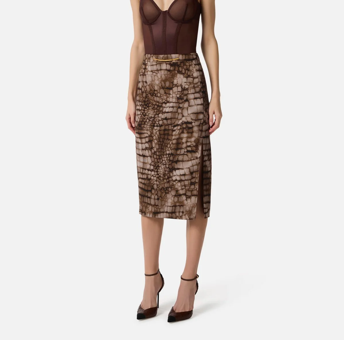 ELISABETTA FRANCHI Gonna Donna  GO14961E2 644 CACAO - Image 4