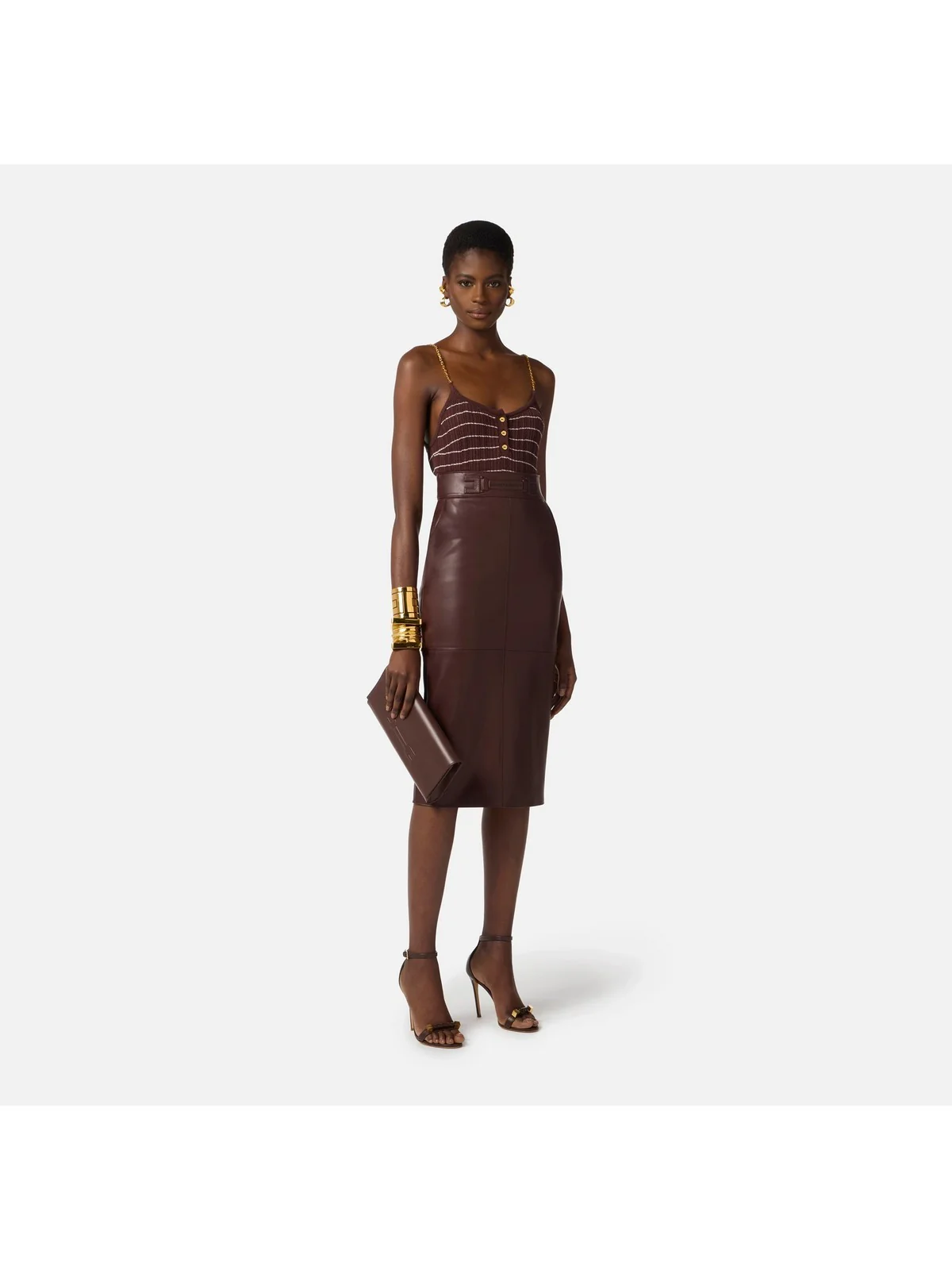 ELISABETTA FRANCHI Gonna Donna  GO16361E2 644 CACAO - Image 5