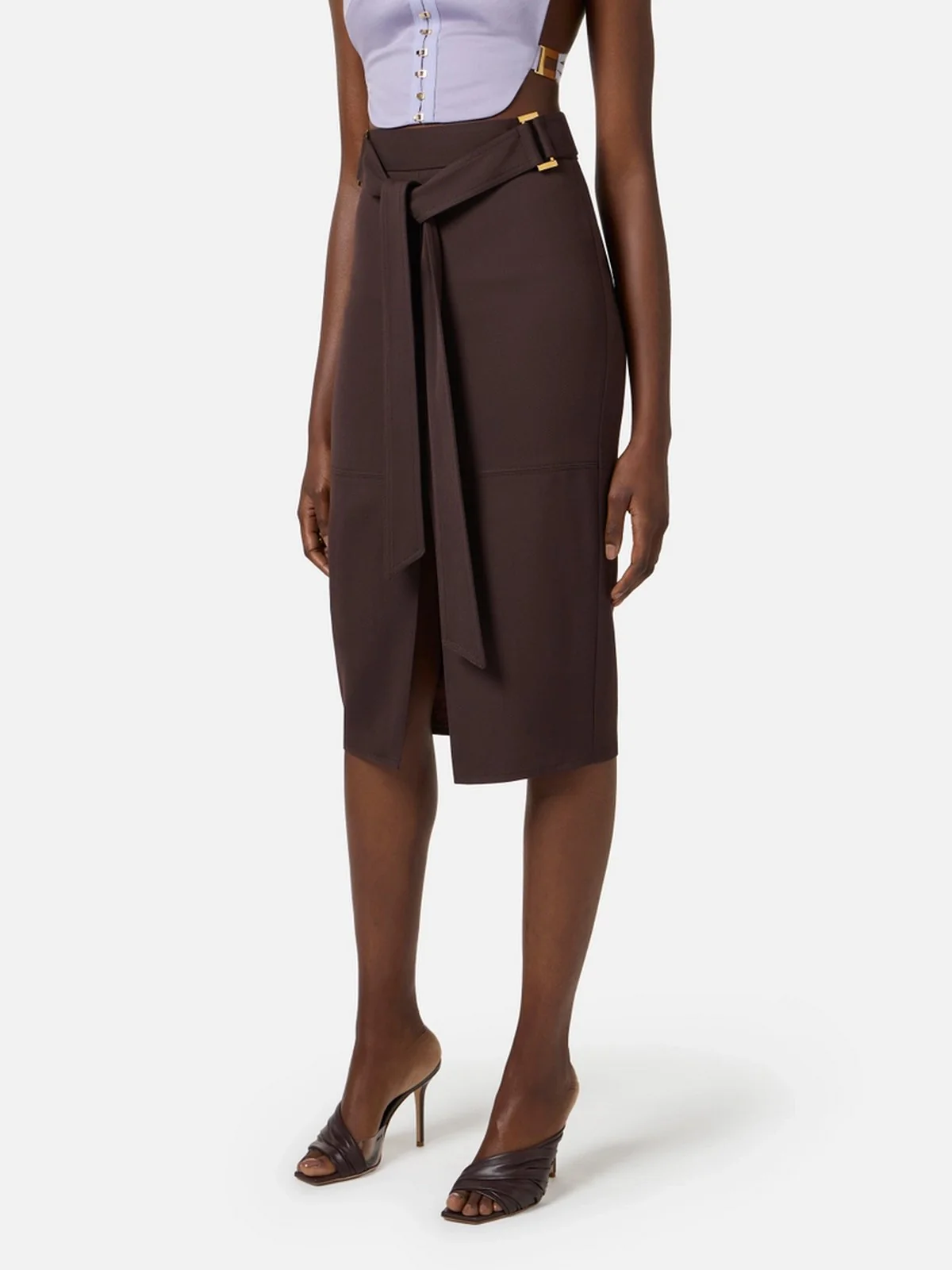 ELISABETTA FRANCHI Gonna Donna  GO17361E2 644 CACAO - Image 4