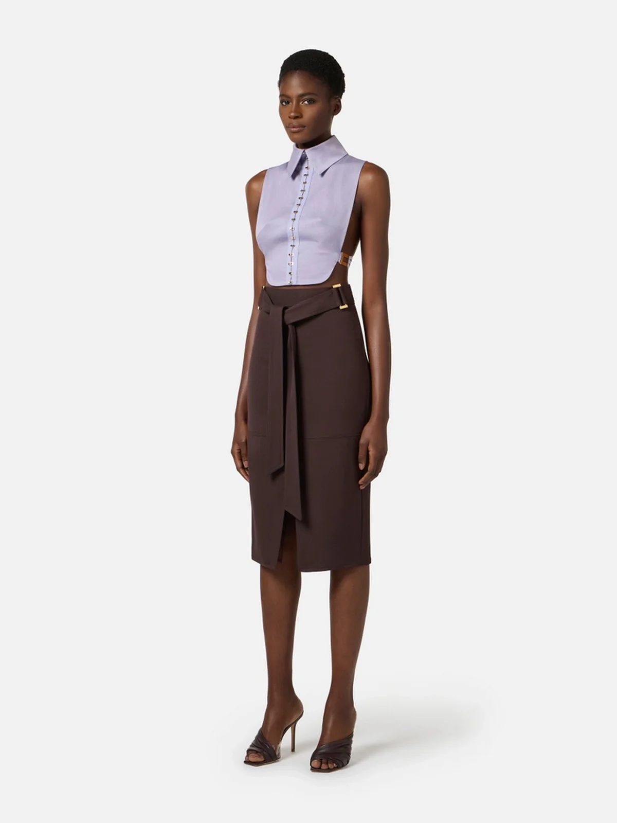 ELISABETTA FRANCHI Gonna Donna  GO17361E2 644 CACAO - Image 5