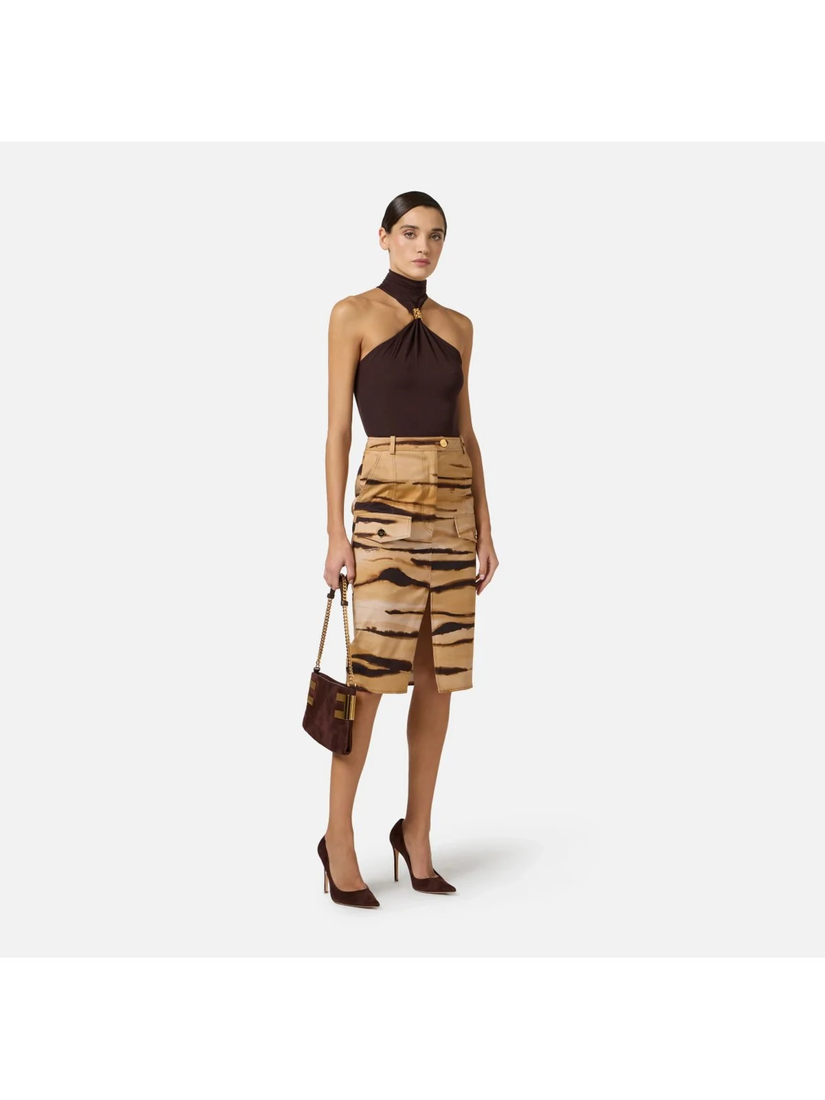ELISABETTA FRANCHI Gonna Donna  GO18362E2 470 CAMMELLO - Image 2