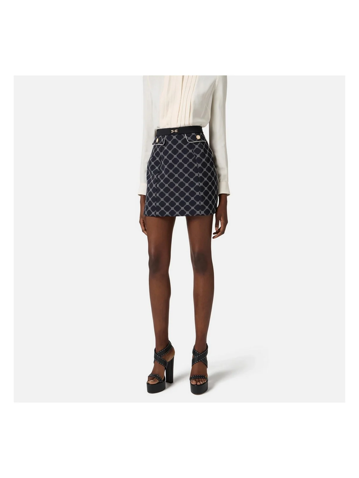 ELISABETTA FRANCHI Gonna Donna  GOS0351E2-685 Nero - Image 3