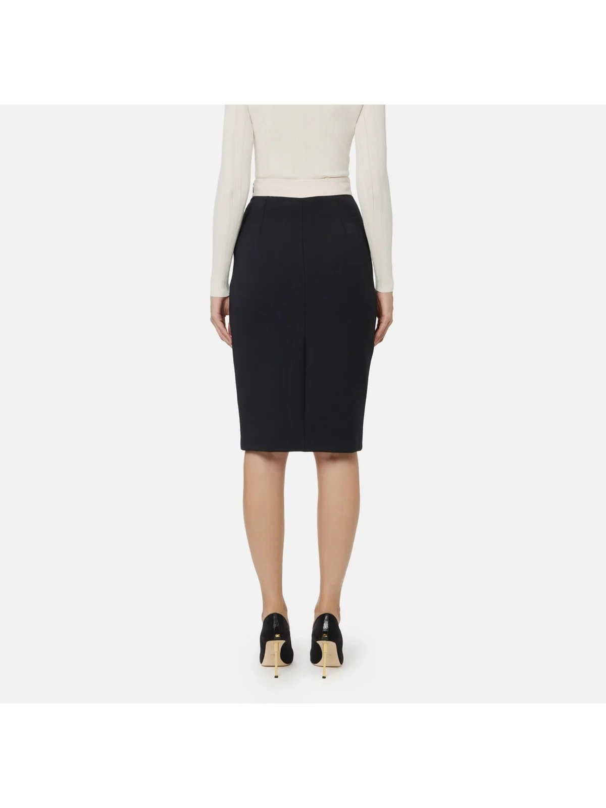 ELISABETTA FRANCHI Gonna Donna  GOT0156E2 EF3 NERO/MILK - Image 4