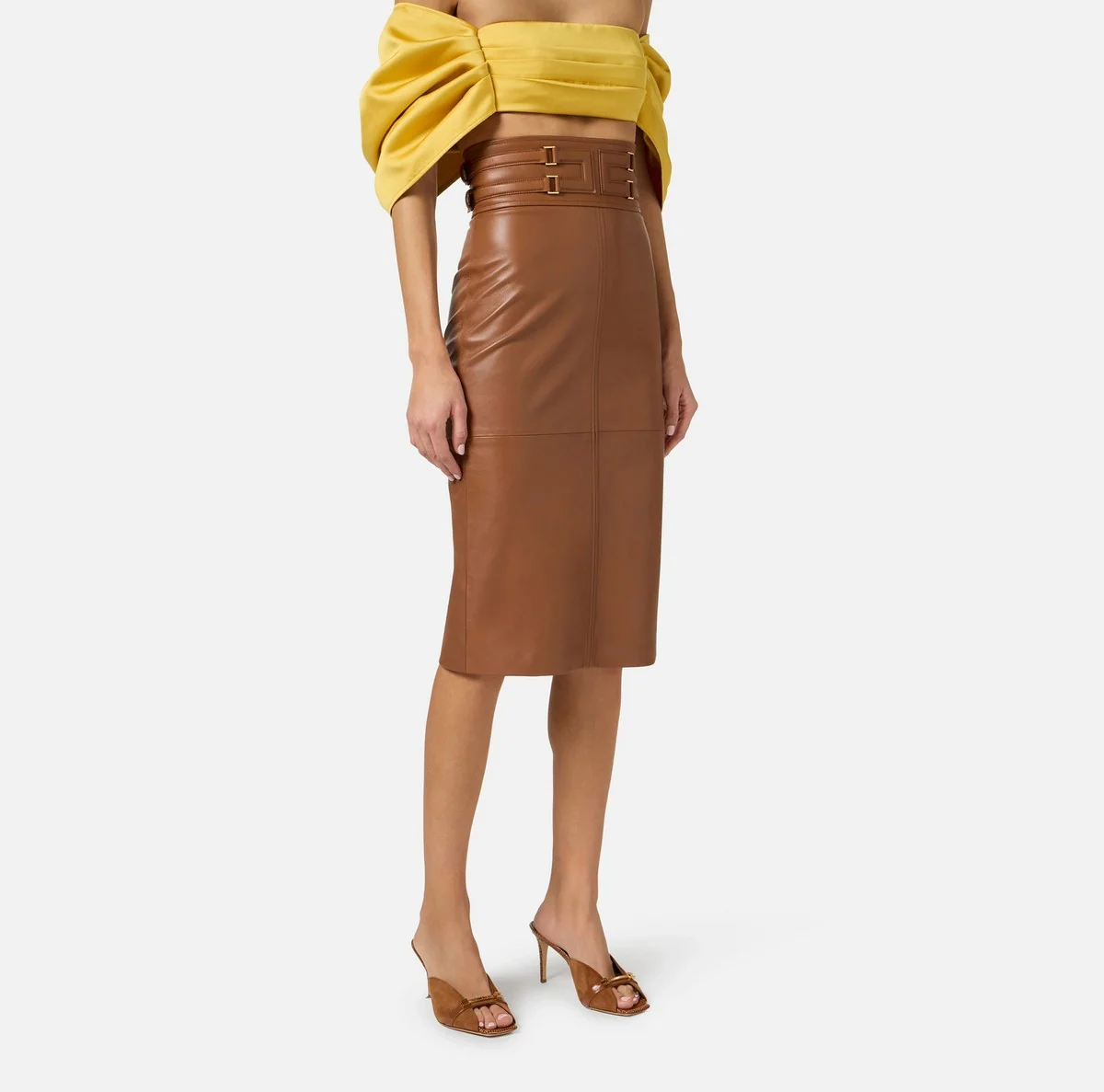 ELISABETTA FRANCHI Gonna Donna  GP09Z61E2 600 CUOIO - Image 3