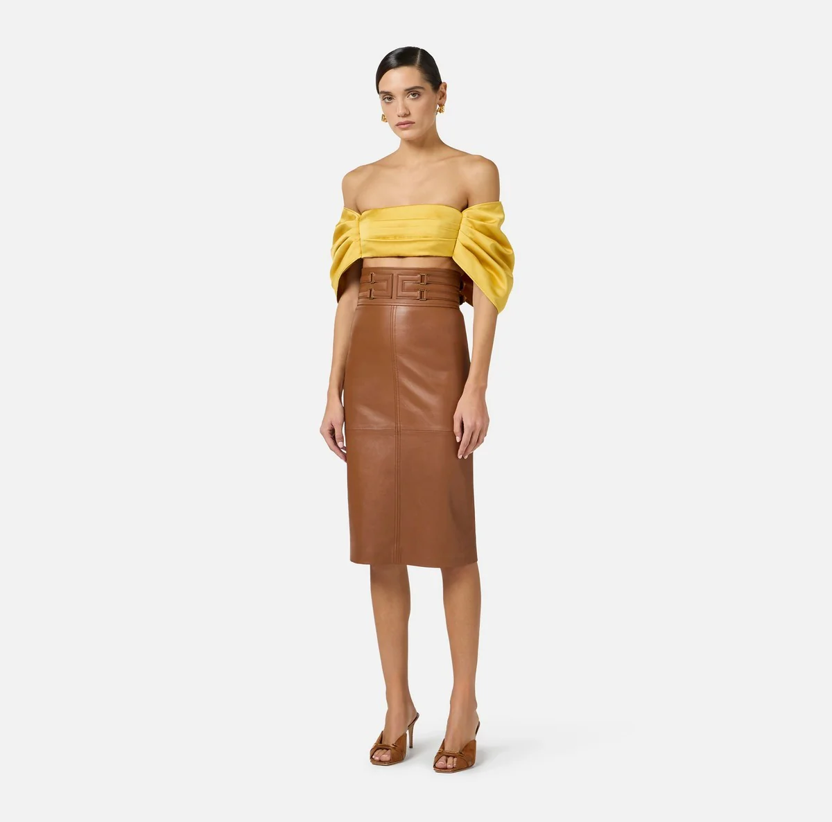 ELISABETTA FRANCHI Gonna Donna  GP09Z61E2 600 CUOIO - Image 5