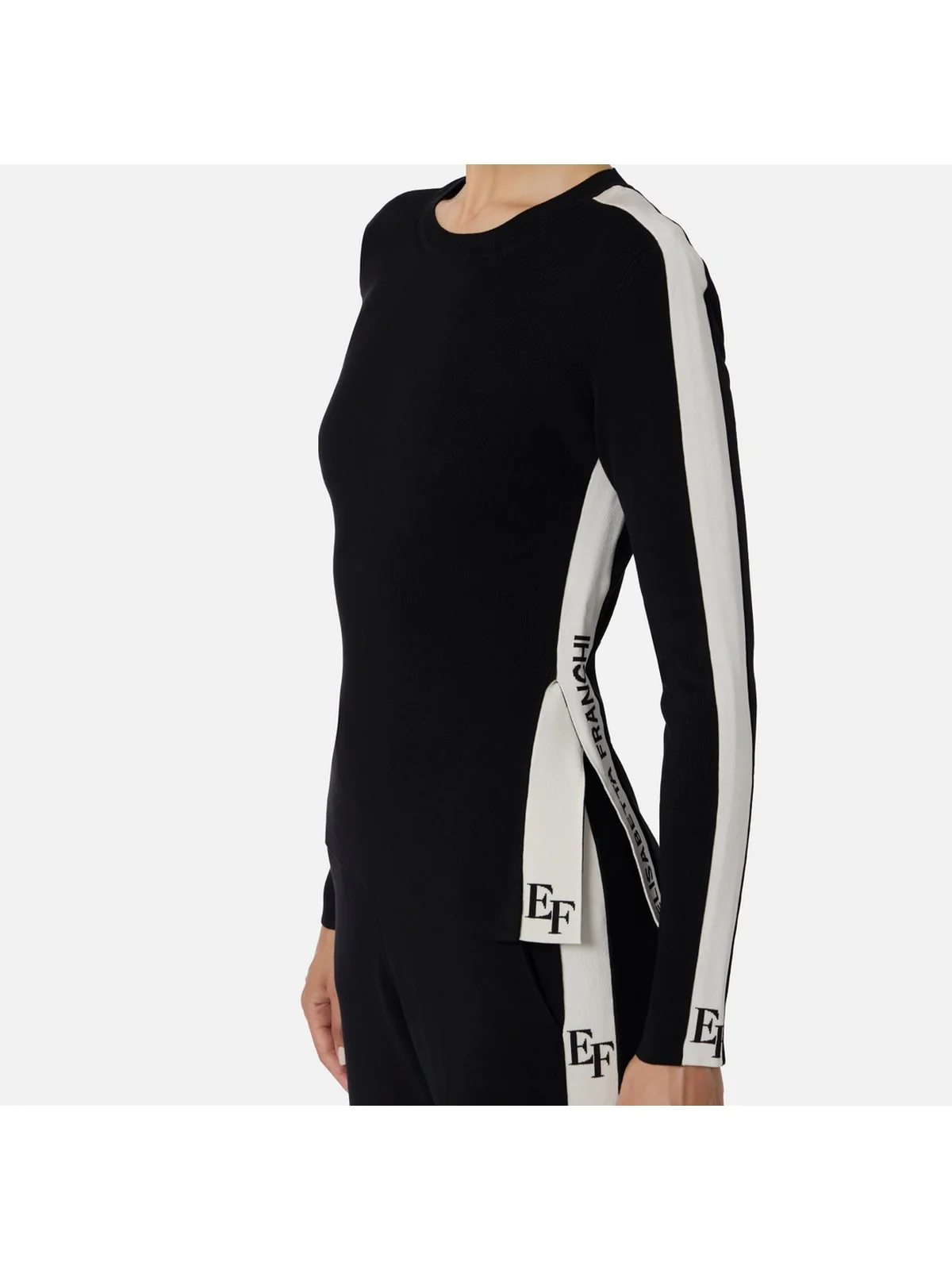ELISABETTA FRANCHI Maglia Donna MK03S56E2 EF3 NERO/MILK - Image 3