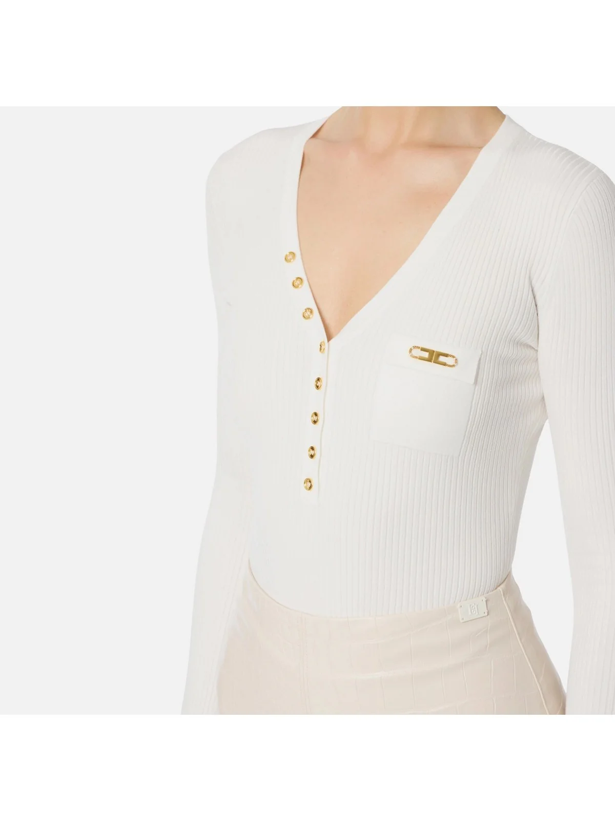 ELISABETTA FRANCHI Maglia Donna  MK12B56E2 360 Avorio - Image 3