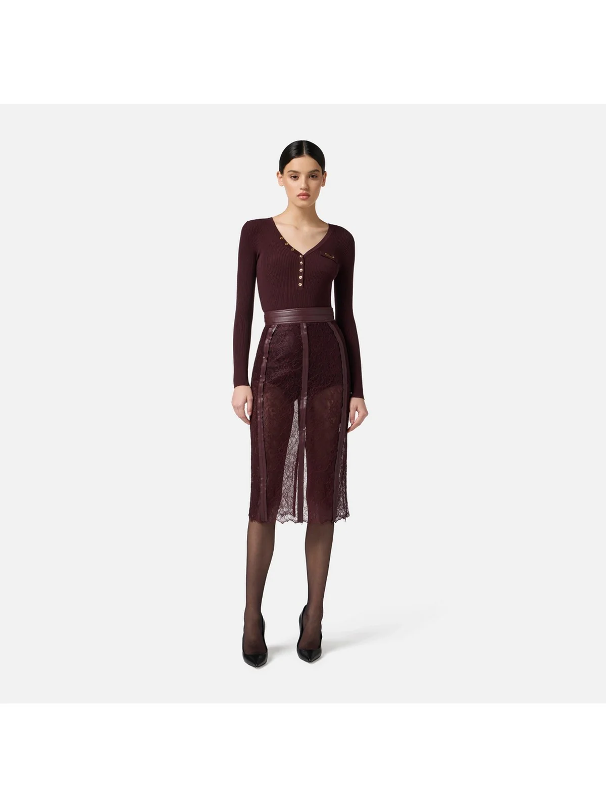 ELISABETTA FRANCHI Maglia Donna  MK12B56E2 EA4 MERLOT - Image 2