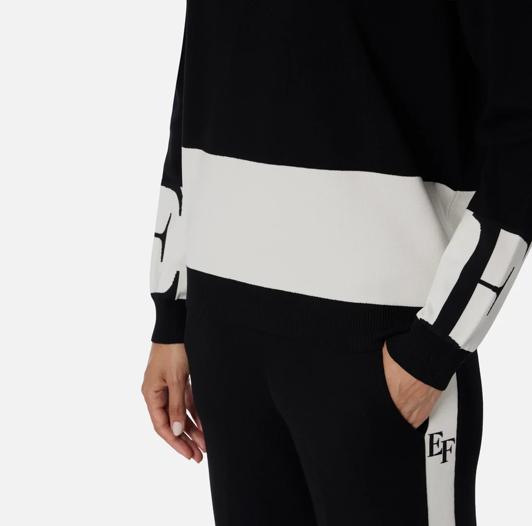 ELISABETTA FRANCHI Maglione Donna  MK01S56E2 EF3 NERO/MILK - Image 3