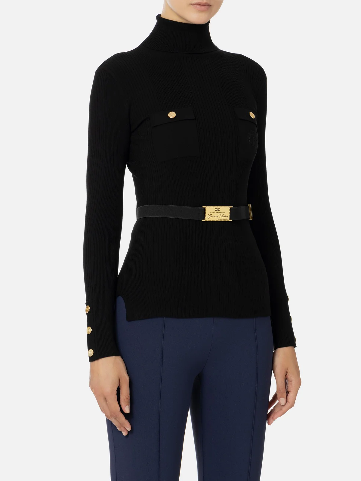ELISABETTA FRANCHI Maglione Donna MK11B46E2 110 Nero - Image 2