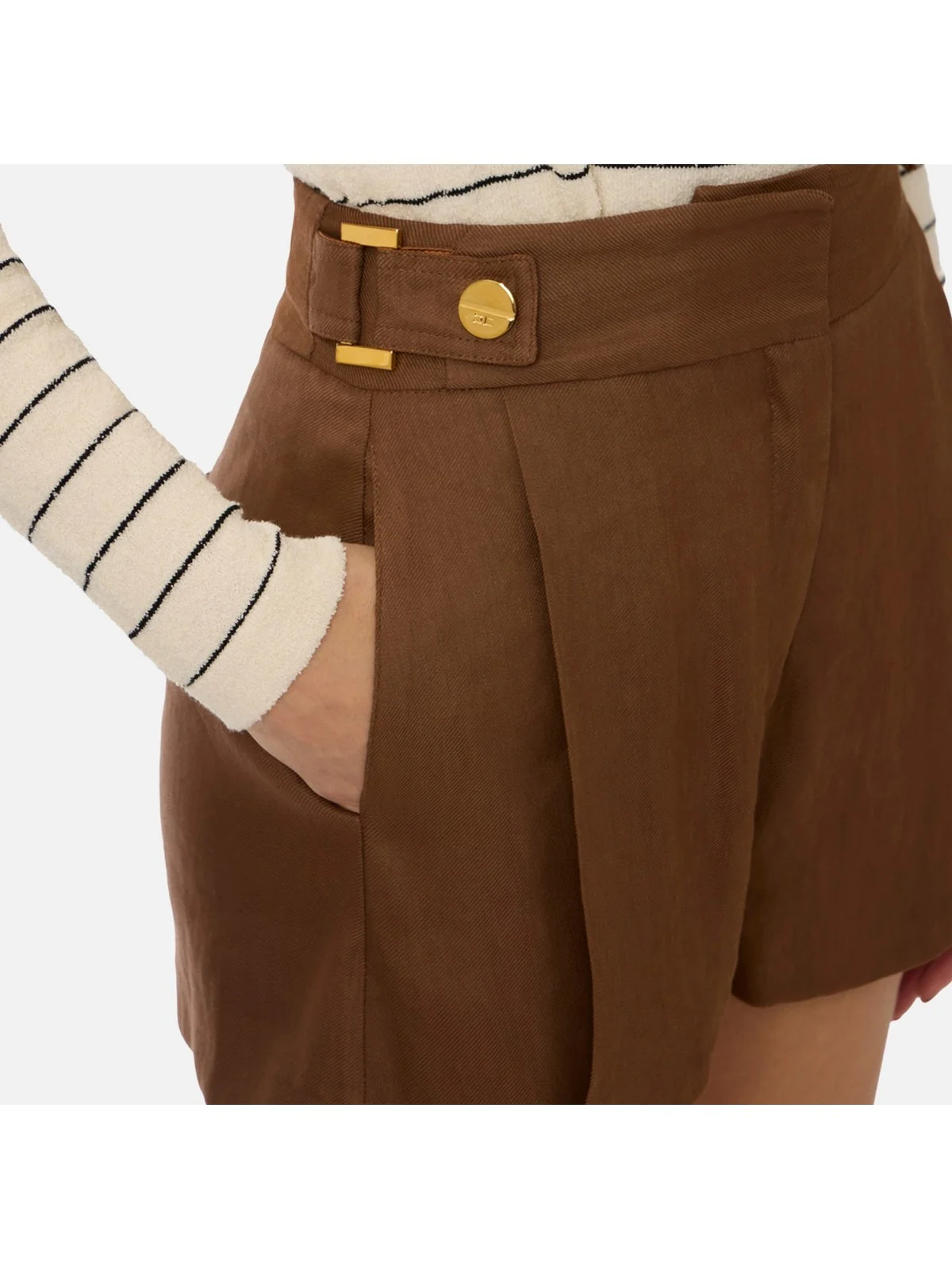 ELISABETTA FRANCHI Pantaloncino Donna  SH01162E2 600 CUOIO - Image 3