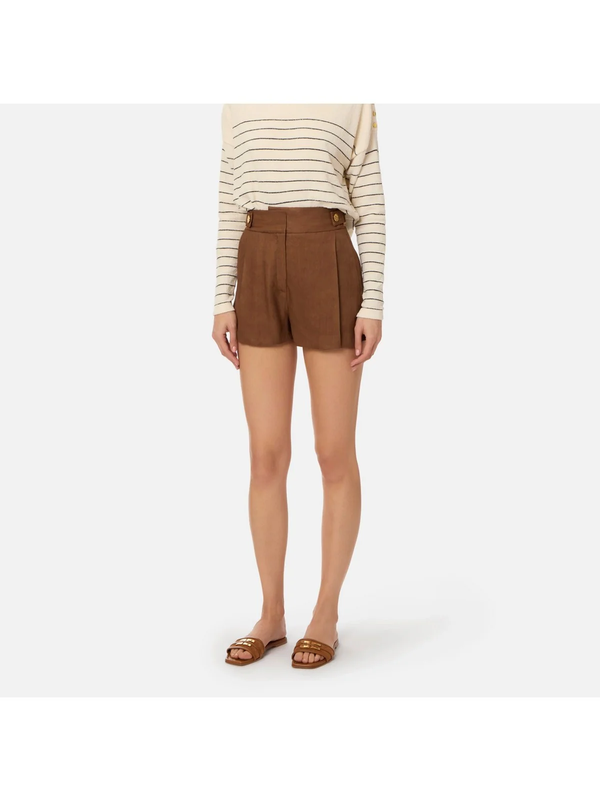 ELISABETTA FRANCHI Pantaloncino Donna  SH01162E2 600 CUOIO - Image 4