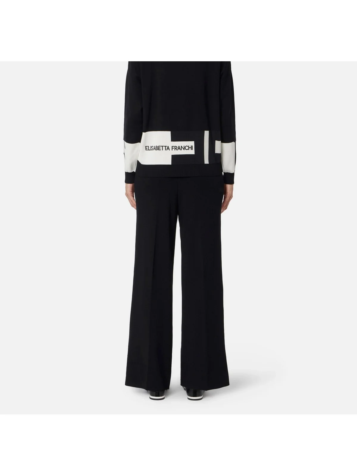 ELISABETTA FRANCHI Pantalone Donna  KP69S56E2 EF3 NERO/MILK - Image 4