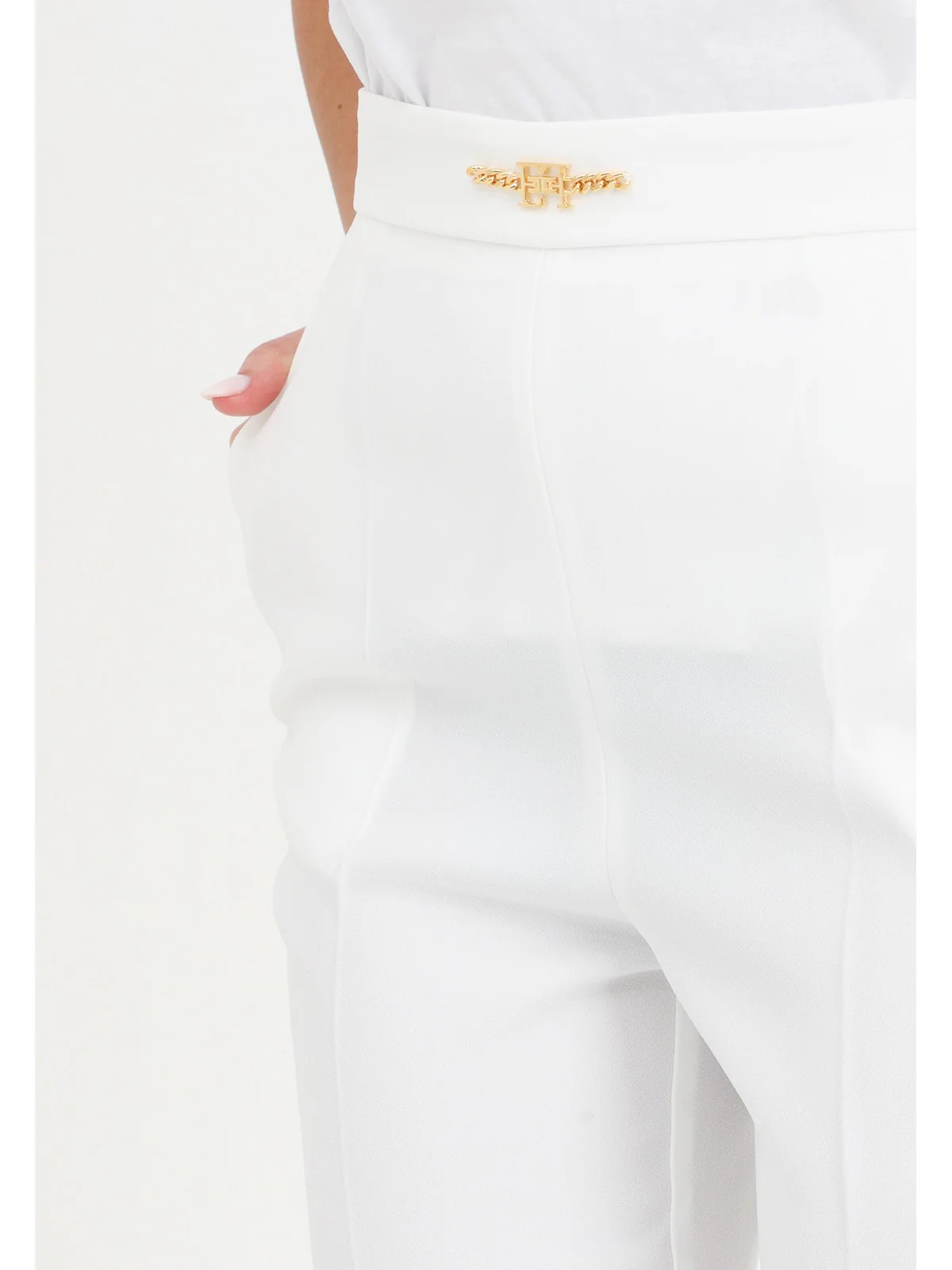 ELISABETTA FRANCHI Pantalone Donna  PA02341E2 360 Avorio - Image 4