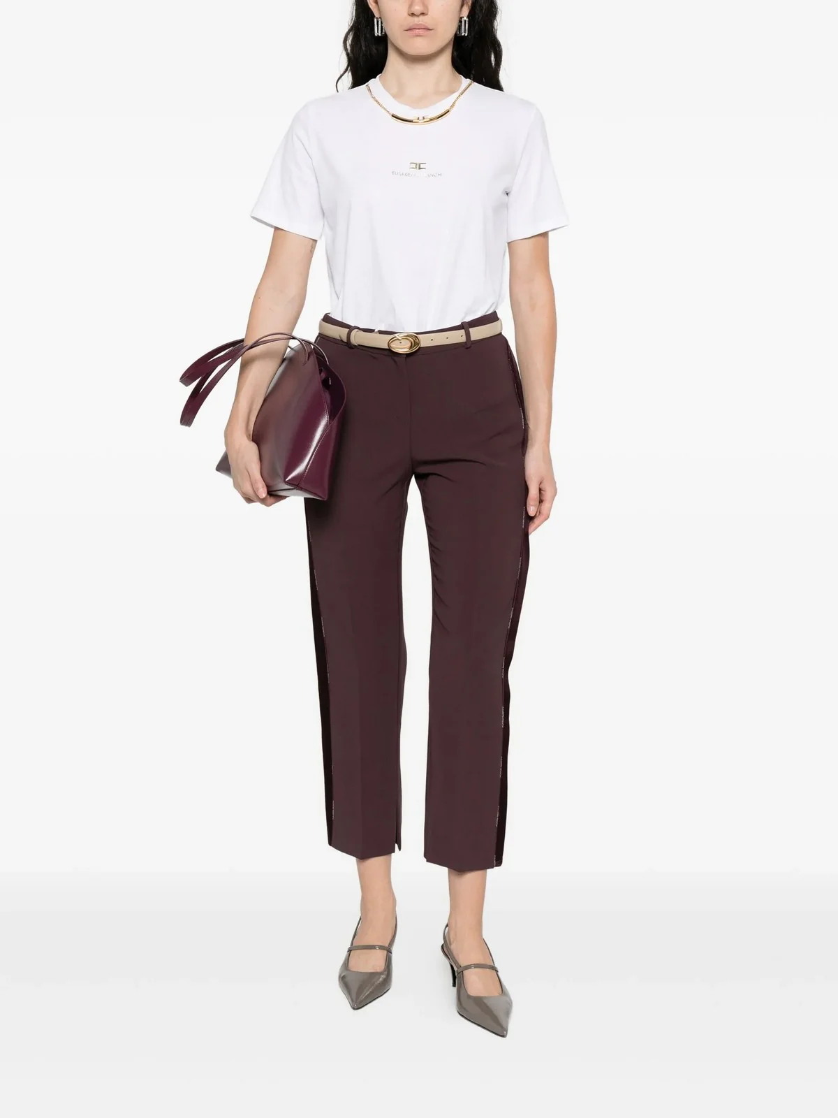 ELISABETTA FRANCHI Pantalone Donna  PA08856E2 EA3 COFFEE - Image 2