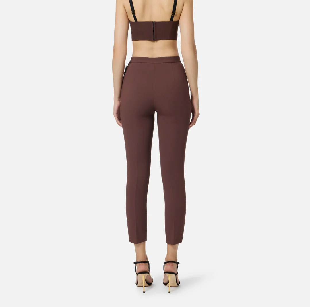 ELISABETTA FRANCHI Pantalone Donna  PA12056E2 EA3 COFFEE - Image 3