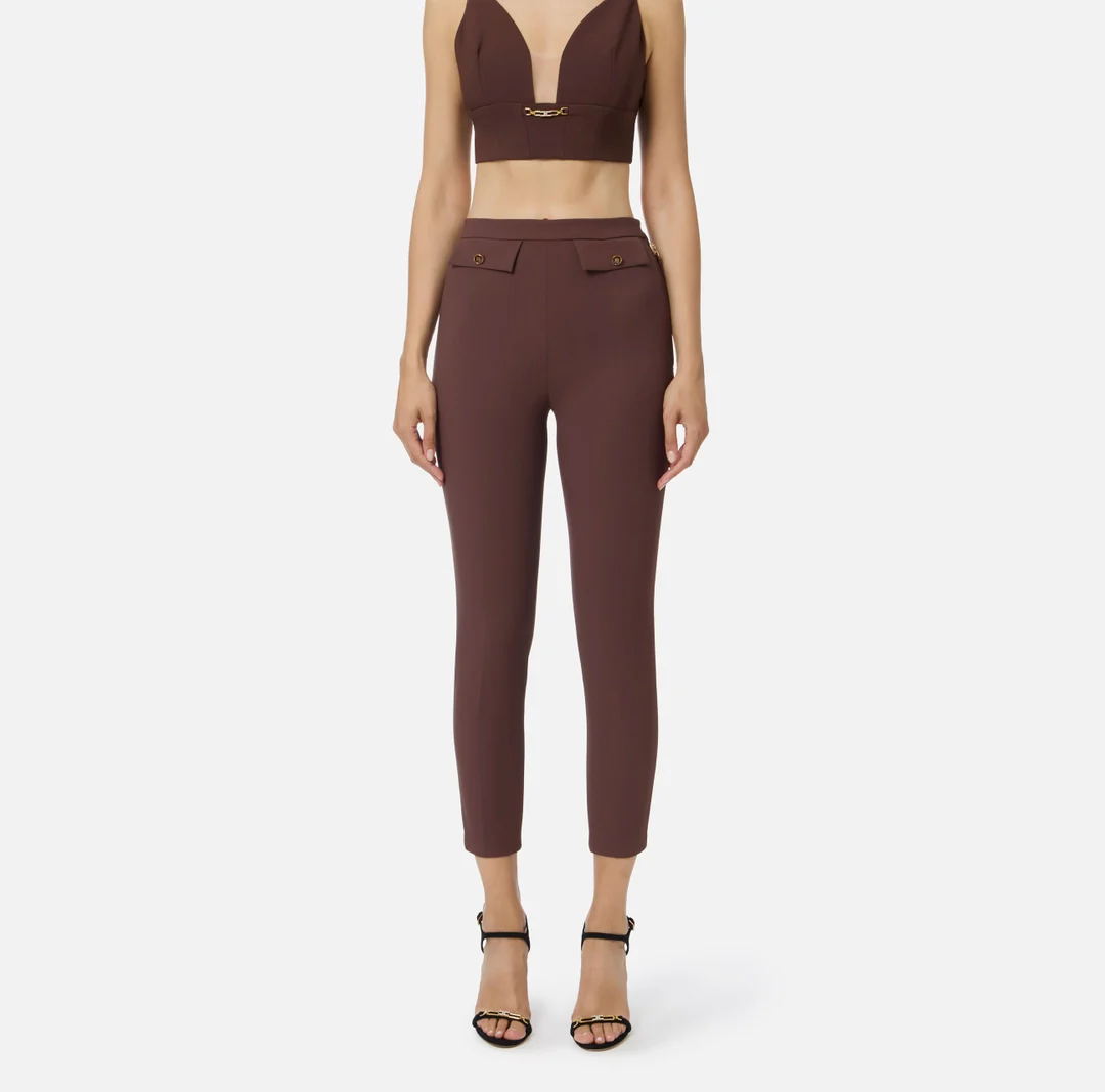 ELISABETTA FRANCHI Pantalone Donna  PA12056E2 EA3 COFFEE - Image 4