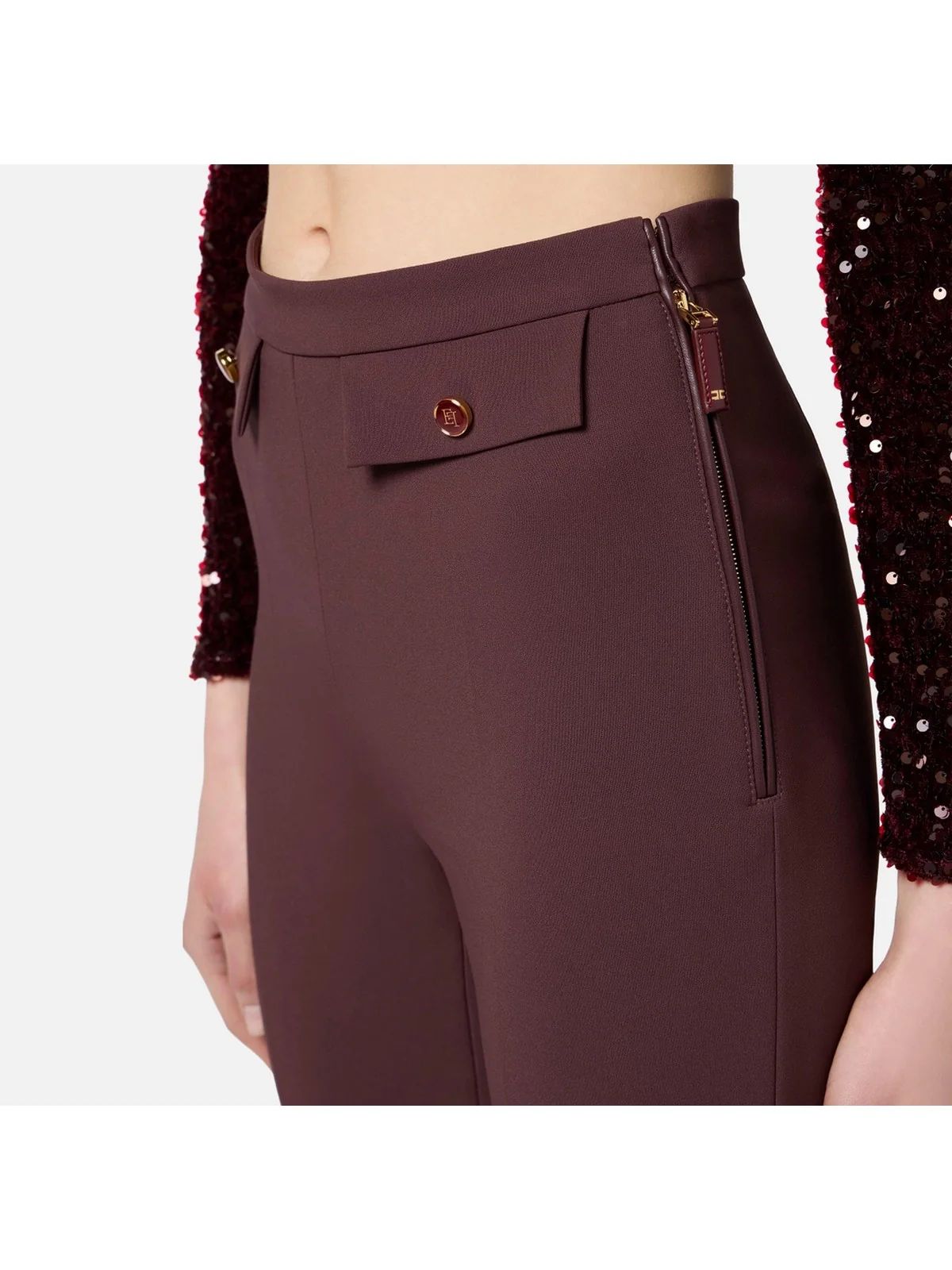 ELISABETTA FRANCHI Pantalone Donna  PA12056E2 EA4 MERLOT - Image 4