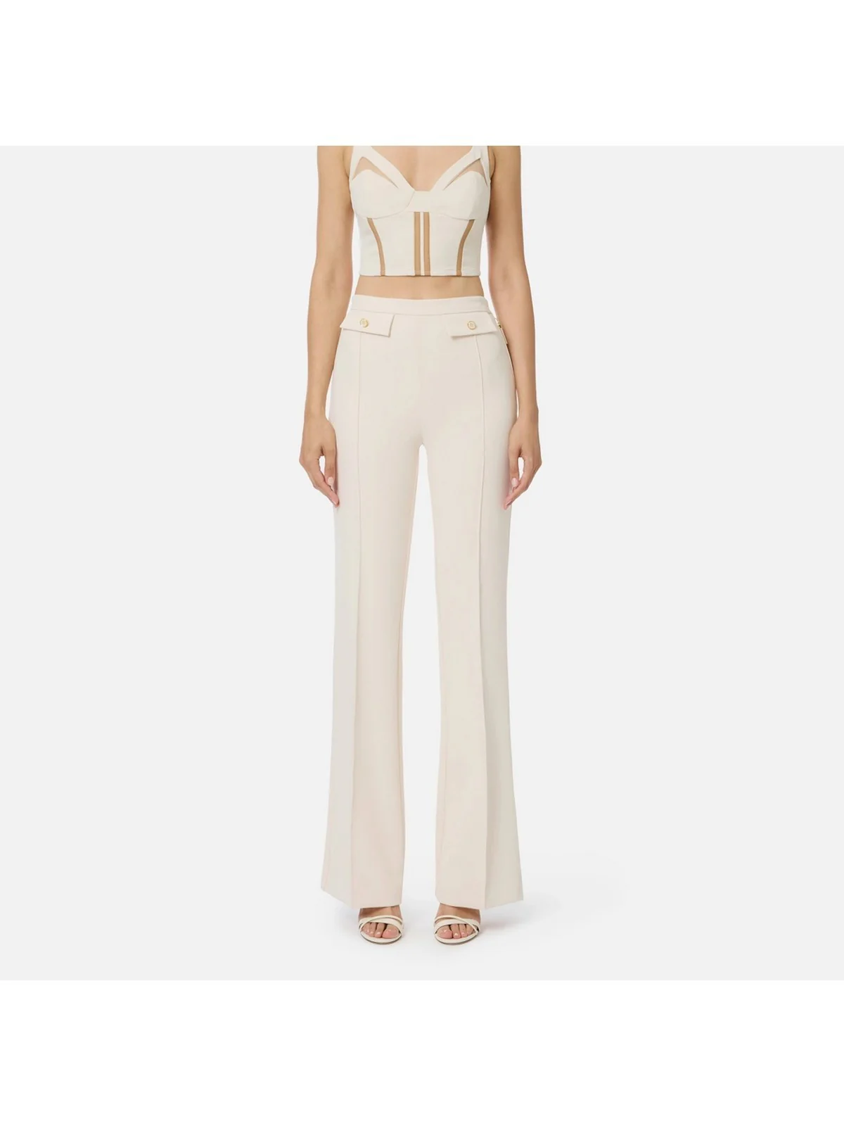 ELISABETTA FRANCHI Pantalone Donna  PA12156E2 DZ9 MILK - Image 4