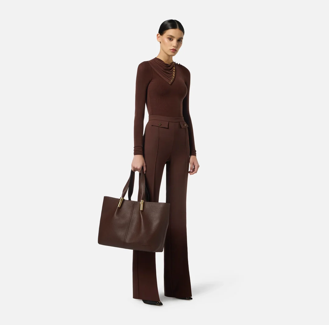 ELISABETTA FRANCHI Pantalone Donna  PA12156E2 EA3 COFFEE - Image 2