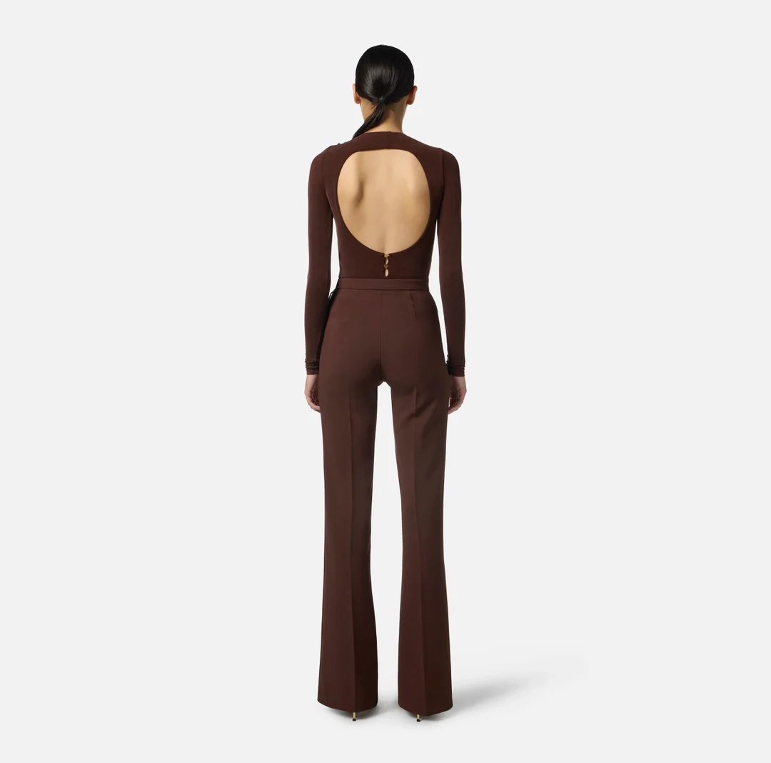 ELISABETTA FRANCHI Pantalone Donna  PA12156E2 EA3 COFFEE - Image 5