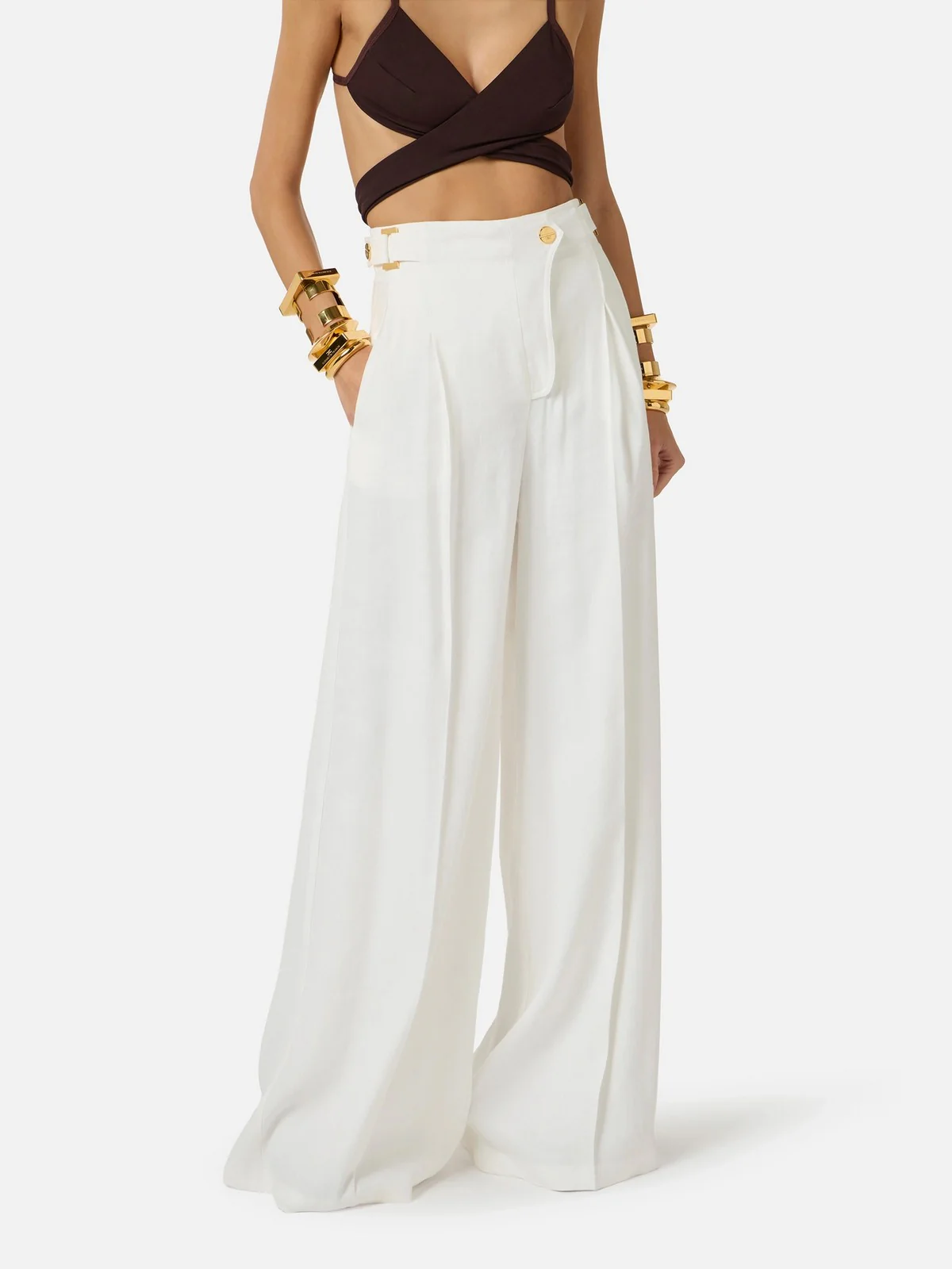 ELISABETTA FRANCHI Pantalone Donna PA12762E2 360 Avorio - Image 3
