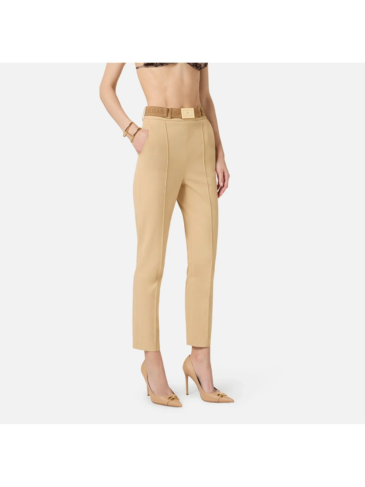 ELISABETTA FRANCHI Pantalone Donna  PA13261E2 470 CAMMELLO - Image 4