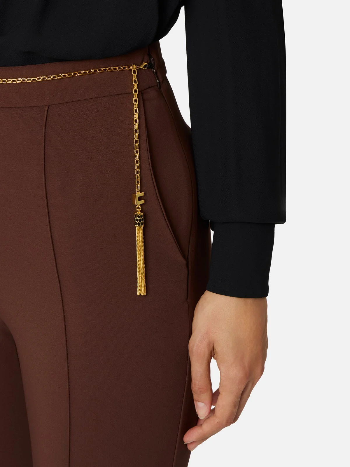 ELISABETTA FRANCHI Pantalone Donna  PA14157E2 EA3 COFFEE - Image 3
