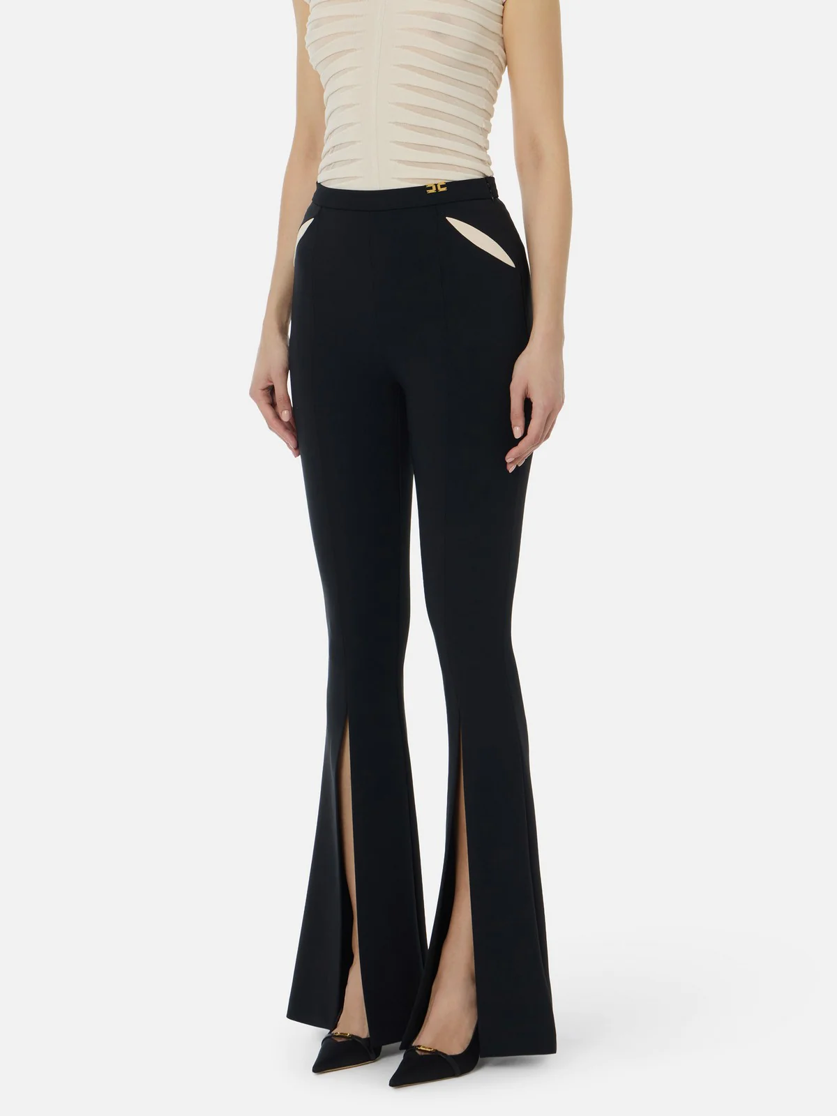 ELISABETTA FRANCHI Pantalone Donna PA15961E2 685 NERO/BURRO - Image 2