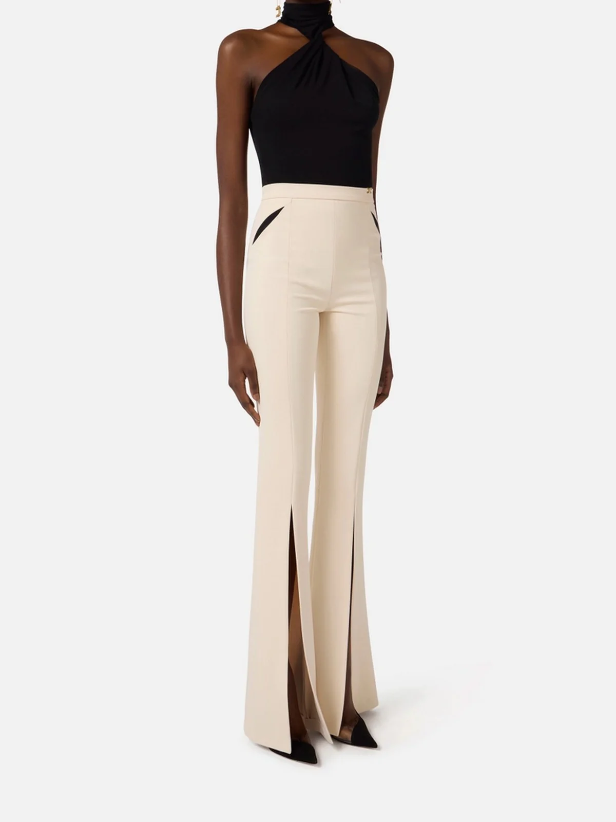 ELISABETTA FRANCHI Pantalone Donna  PA15961E2 E84 BURRO/NERO - Image 4