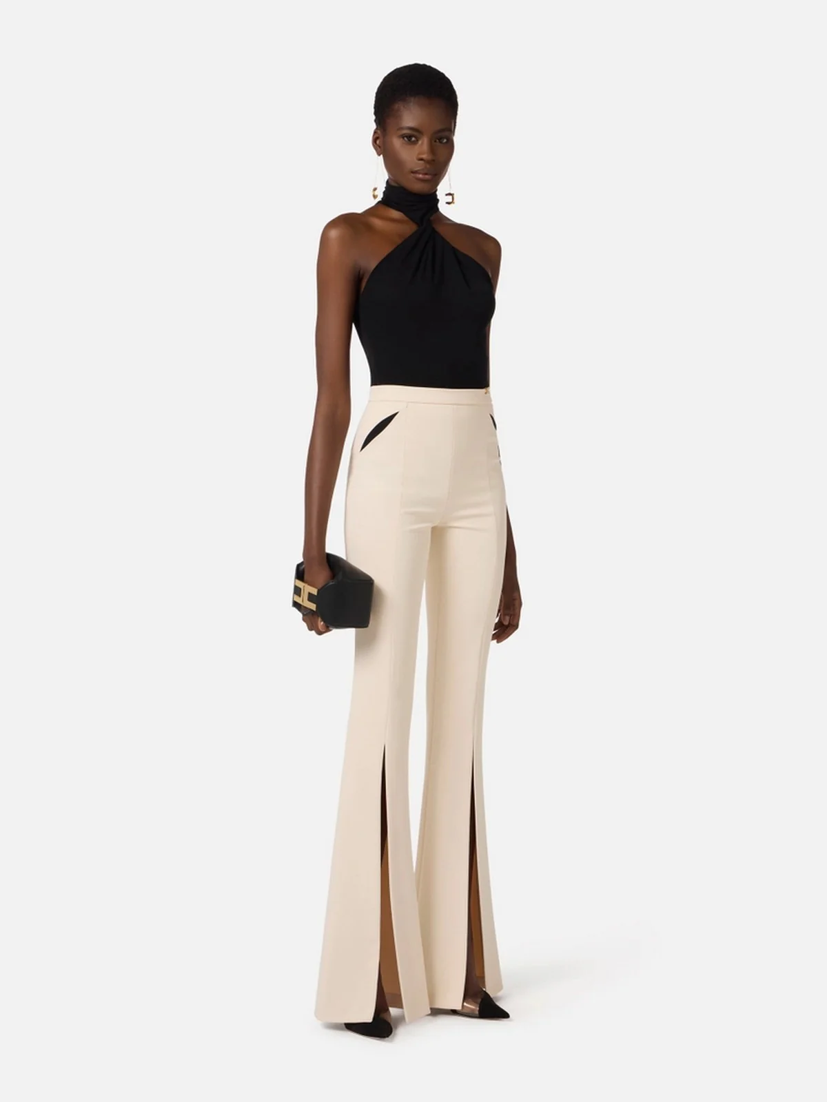 ELISABETTA FRANCHI Pantalone Donna  PA15961E2 E84 BURRO/NERO - Image 5