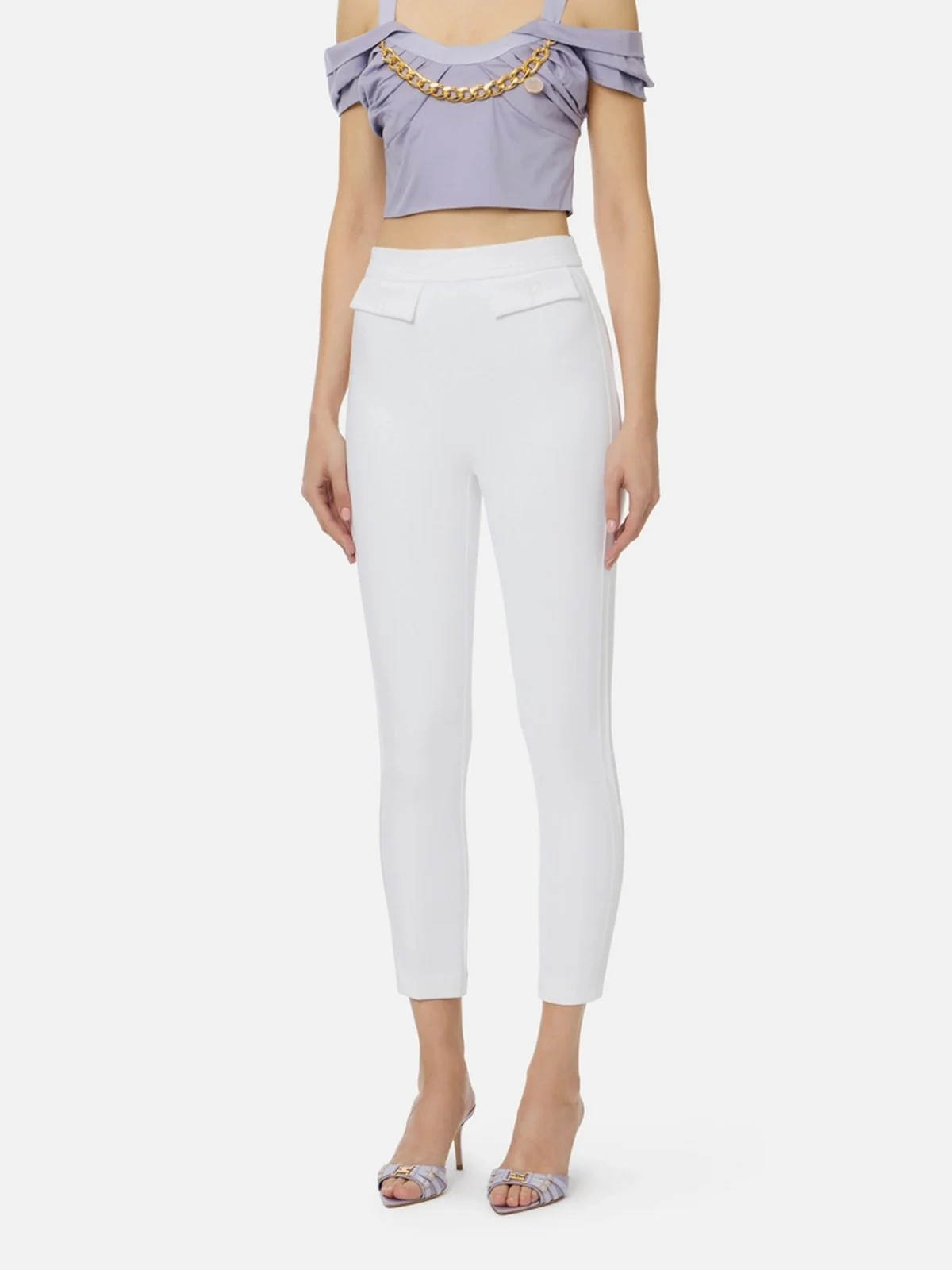 ELISABETTA FRANCHI Pantalone Donna PA17061E2 360 Avorio - Image 4