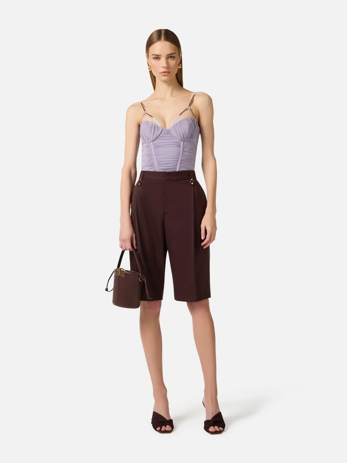 ELISABETTA FRANCHI Pantalone Donna  PA18162E2 644 CACAO - Image 4