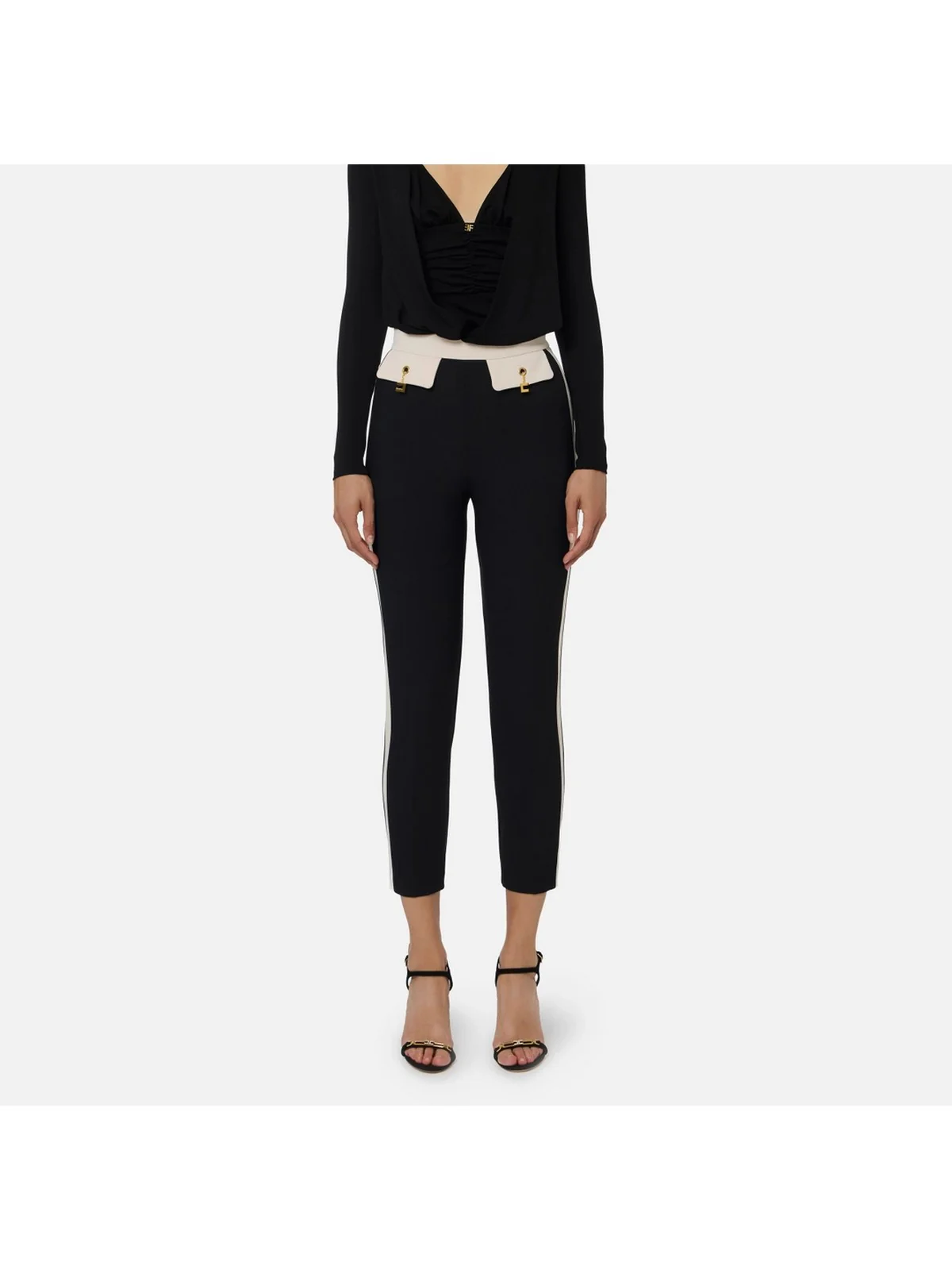 ELISABETTA FRANCHI Pantalone Donna  PAT0156E2 EF3 NERO/MILK - Image 2