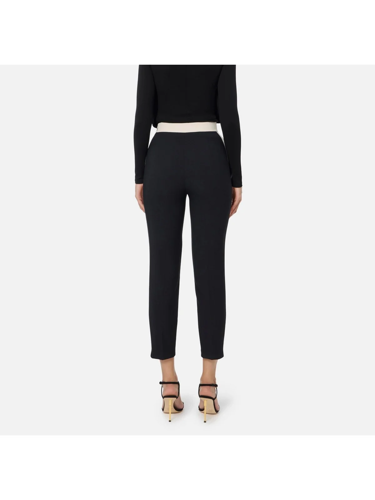 ELISABETTA FRANCHI Pantalone Donna  PAT0156E2 EF3 NERO/MILK - Image 4