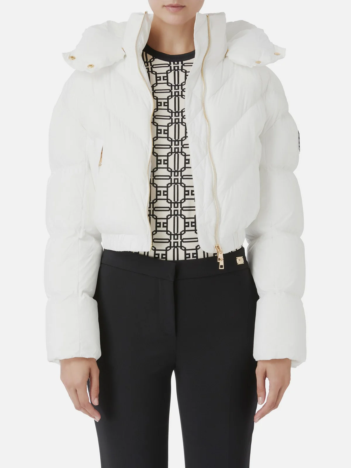 ELISABETTA FRANCHI Piumino Donna  PI73D46E2 360 Avorio - Image 2