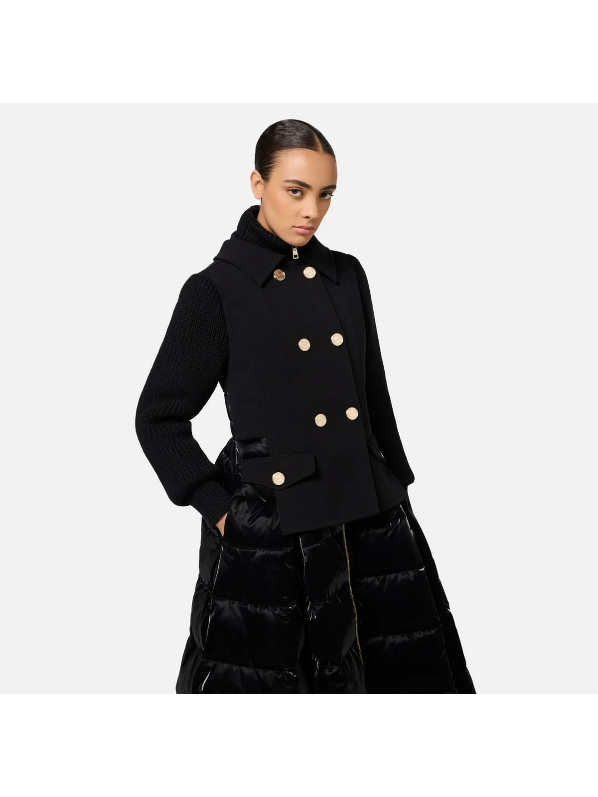 ELISABETTA FRANCHI Piumino Donna  PI80Z46E2 110 Nero - Image 3
