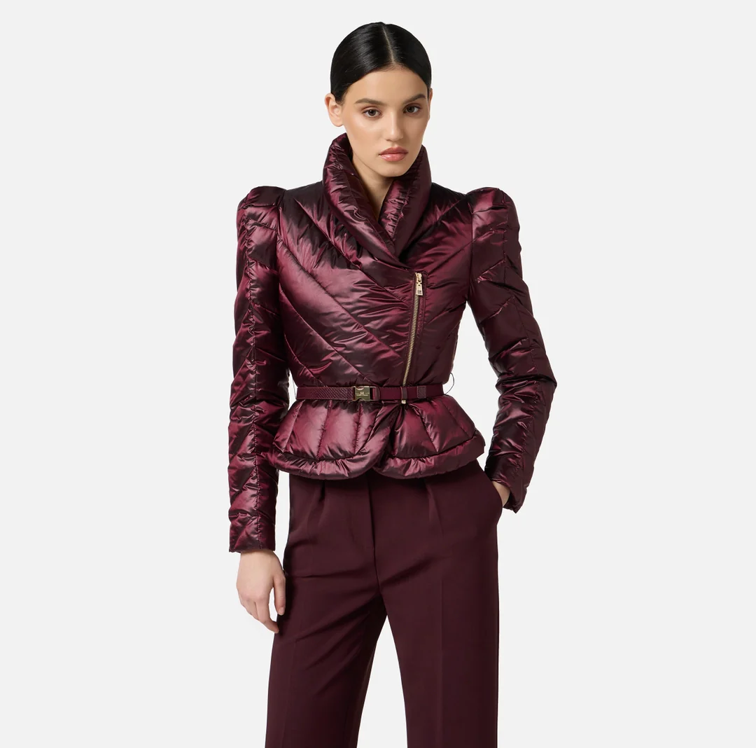 ELISABETTA FRANCHI Piumino Donna  PI89Z56E2 EA4 MERLOT - Image 4