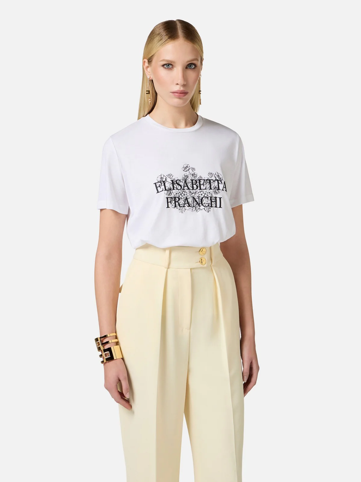 ELISABETTA FRANCHI T-shirt Donna  MA00351E2-270 Bianco - Image 3