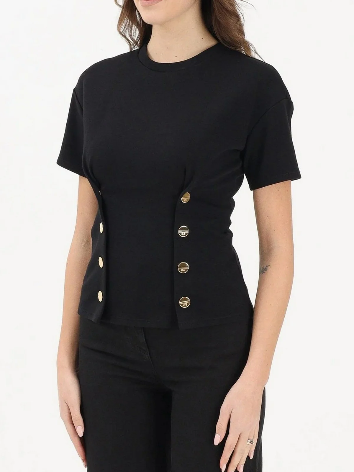 ELISABETTA FRANCHI T-shirt Donna  MA00461E2 110 Nero - Image 2