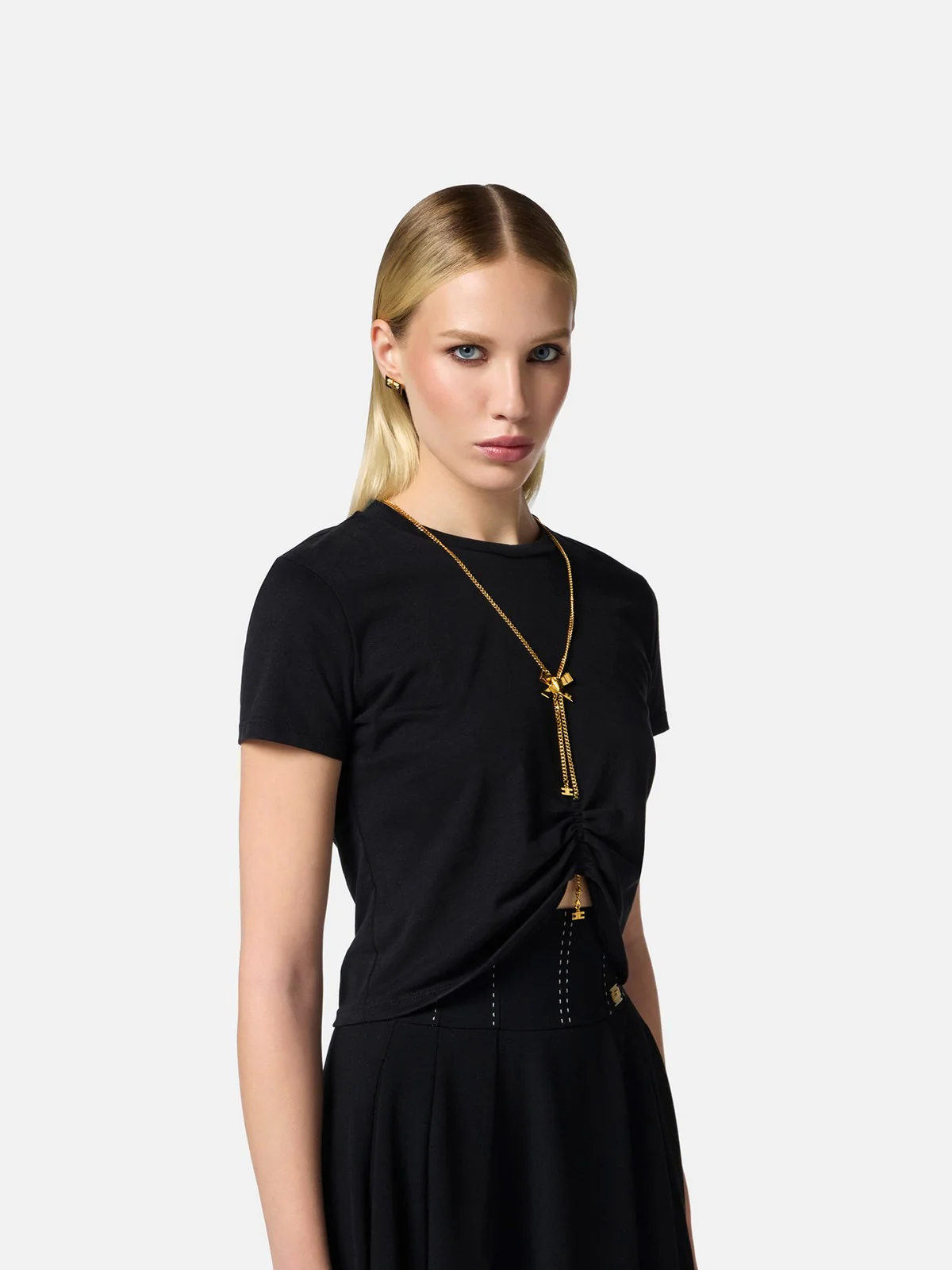 ELISABETTA FRANCHI T-shirt Donna MA00651E2-110 Nero - Image 3