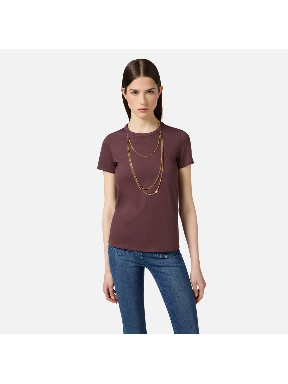 ELISABETTA FRANCHI T-shirt Donna  MA00956E2 EA4 MERLOT - Image 5