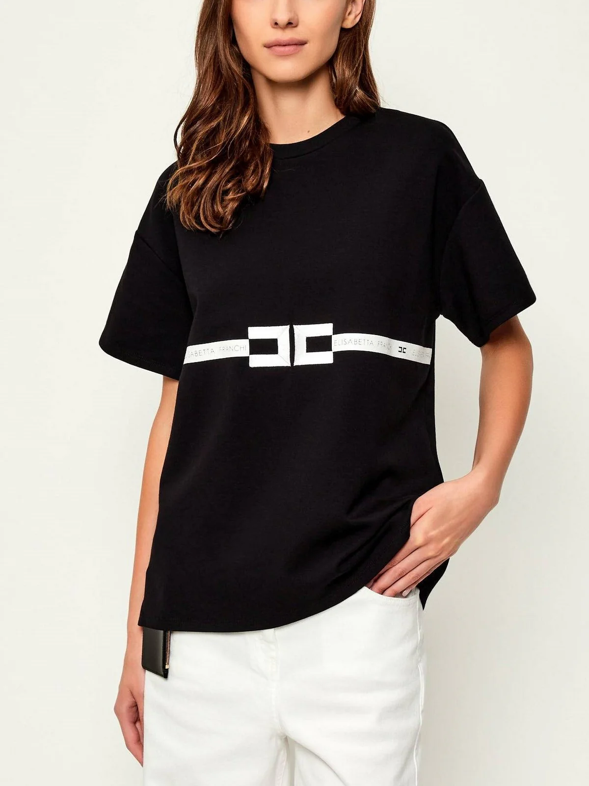 ELISABETTA FRANCHI T-shirt Donna  MA02256E2 110 Nero - Image 2