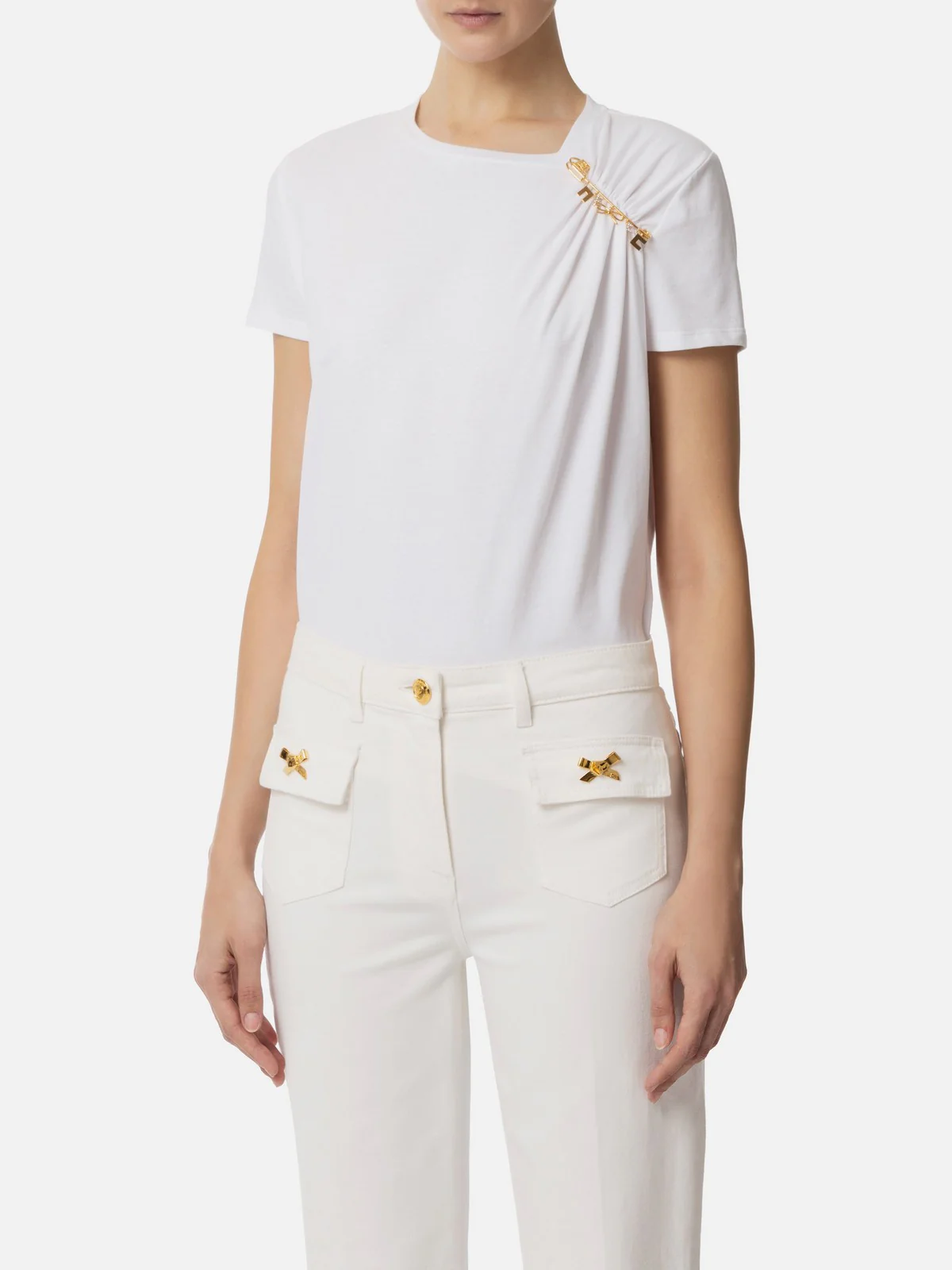 ELISABETTA FRANCHI T-shirt Donna  MA02851E2-270 Bianco - Image 2