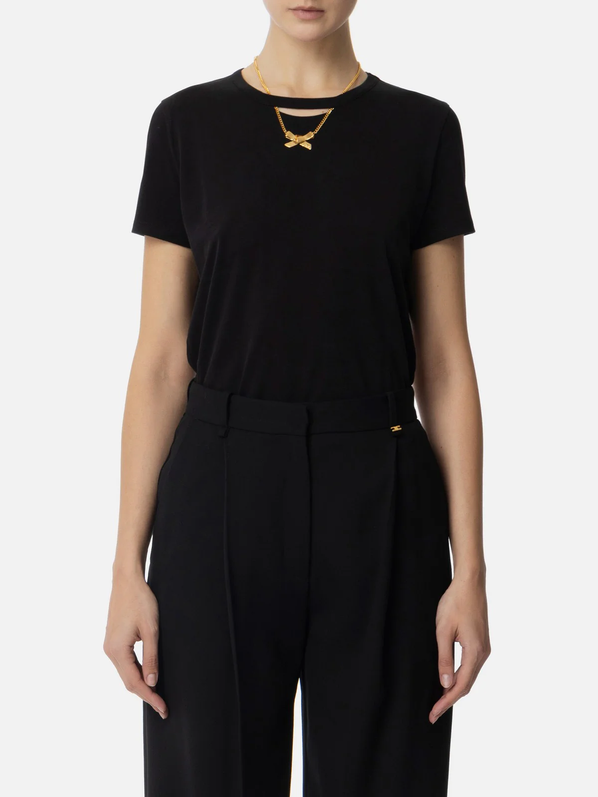 ELISABETTA FRANCHI T-shirt Donna  MA02951E2-110 Nero - Image 2