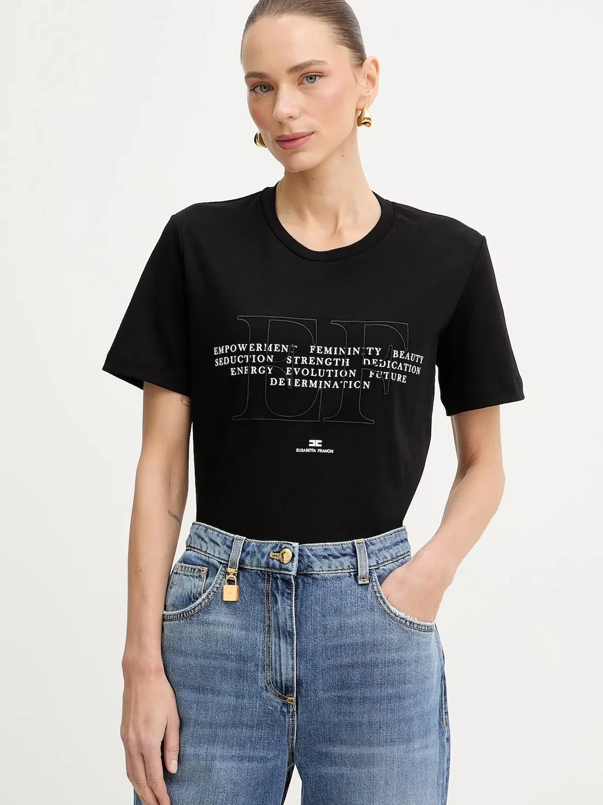 ELISABETTA FRANCHI T-shirt Donna  MA69P61E2 110 Nero - Image 2
