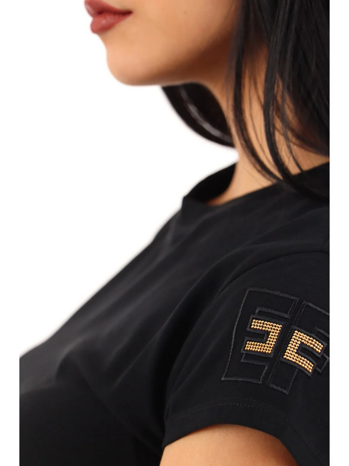 ELISABETTA FRANCHI T-Shirt e Polo Donna MA00441E2 110 Nero - Image 3